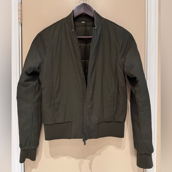 Lululemon Khaki Non Stop Reversible Bomber Jacket Size 4 - Picture 5 of 12
